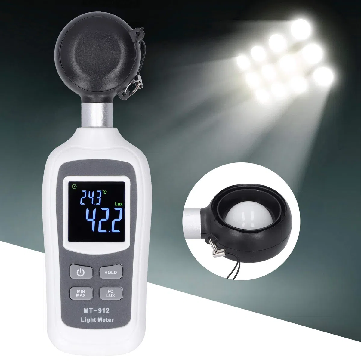 Misuratore di luminosità digitale portatile MT ‑ 912 Misuratore di illuminamento LCD Mini luxmetro Luminometro Fotometro 0~200 K Lx