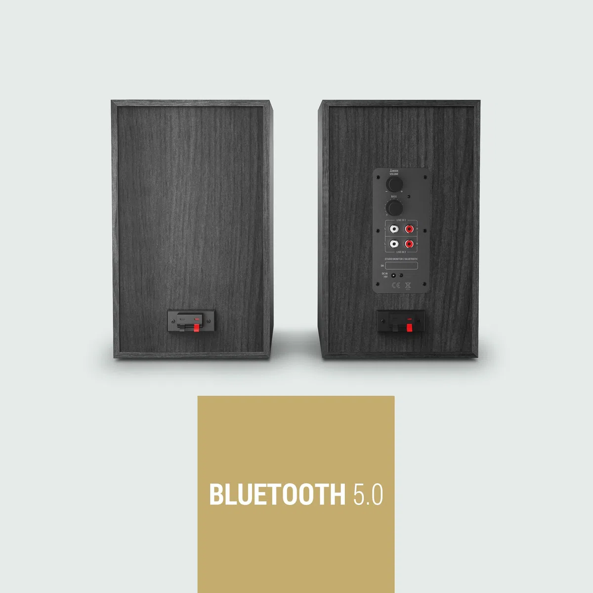 Energy Sistem Studio Monitor 2 - Set di due altoparlanti attivi da scaffale 2.0 (Bluetooth 5.0, doppio ingresso RCA, 50 W, struttura in MDF) Nero