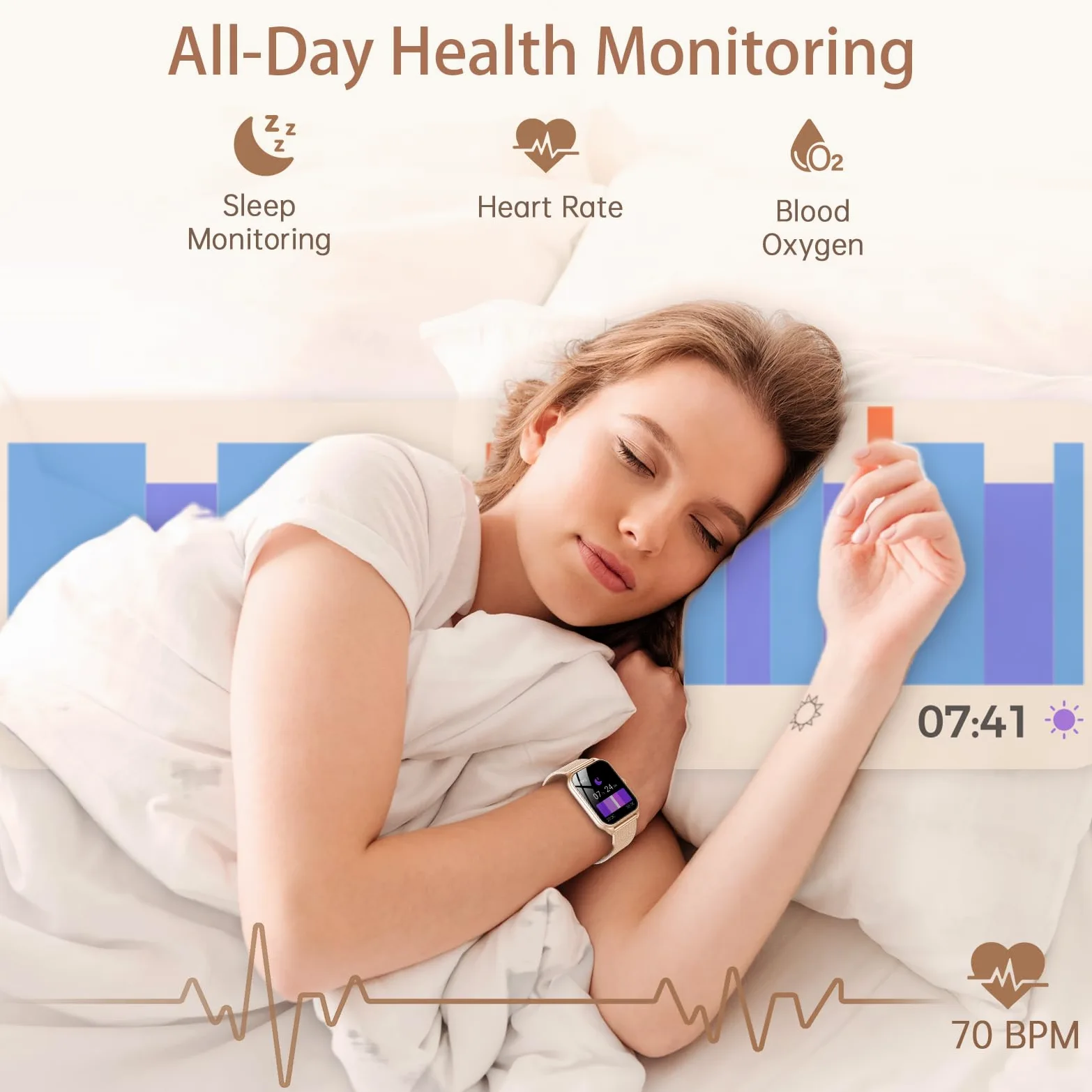 Smartwatch Donna, 1,83" HD Orologio Smartwatch Donna con Chiamate Bluetooth, 120+ Modalità Sport, Monitoraggio Salute 24/7, Impermeabile IP68, Fitness Tracker Compatibile con Android e iOS, Oro rosa