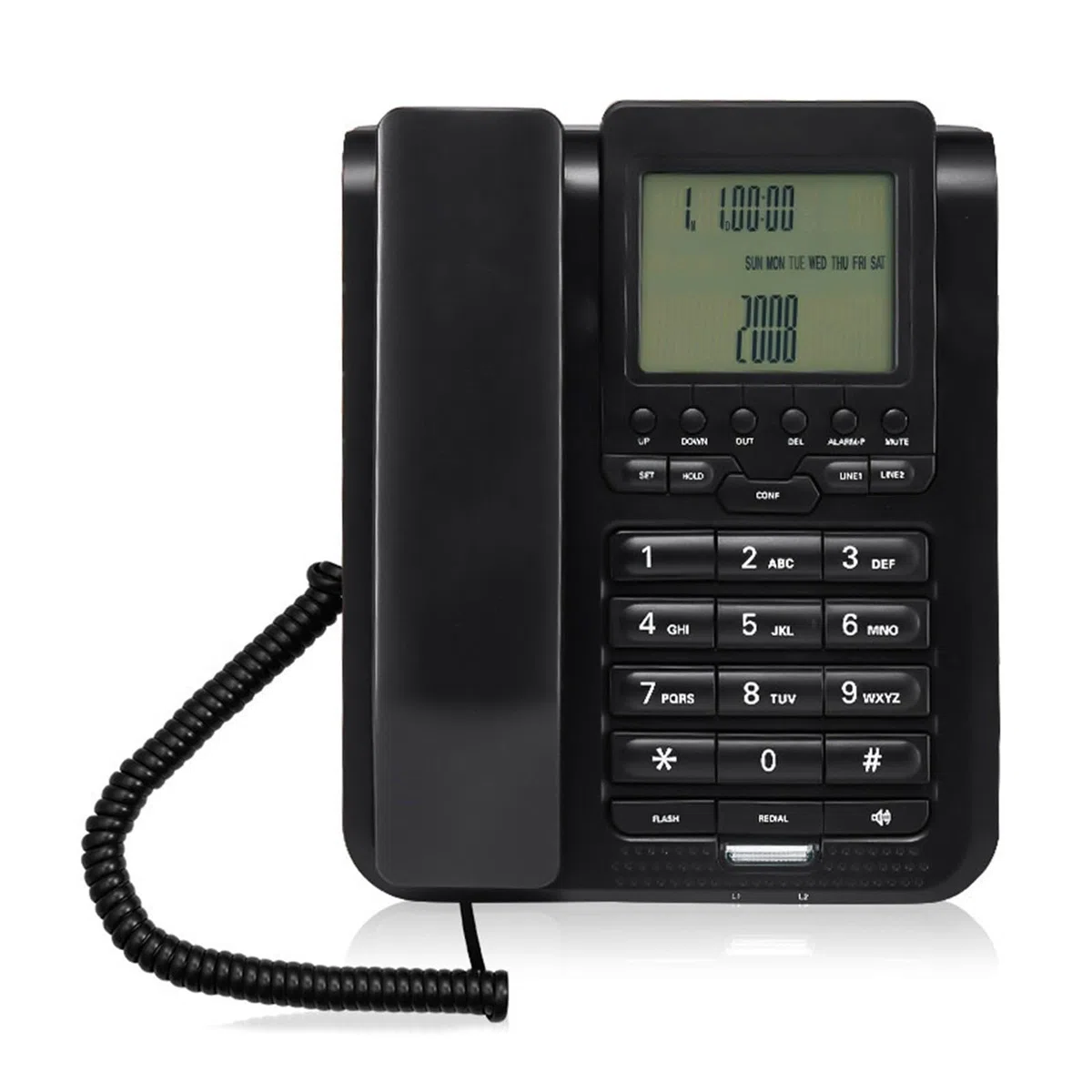 Backlits - Telefono fisso LCD con memoria e tastiera sovradimensionata per persone anziane con problemi di vista e retroilluminazione LCD regolabile