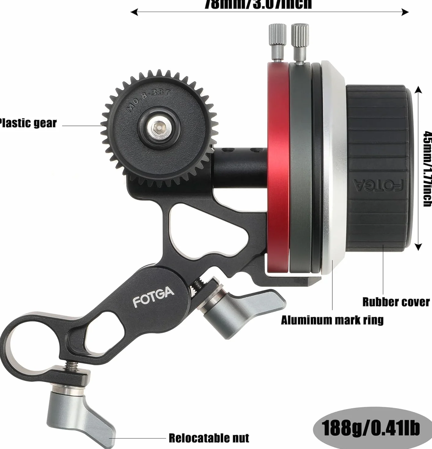 Hersmay Mini Follow Focus in metallo con A/B Stop, leva di messa a fuoco, compatibile con 15 mm, Rod Rail Rig, ammortizzazione, volantino senza scivolo, per fotocamera DSLR mirrorless