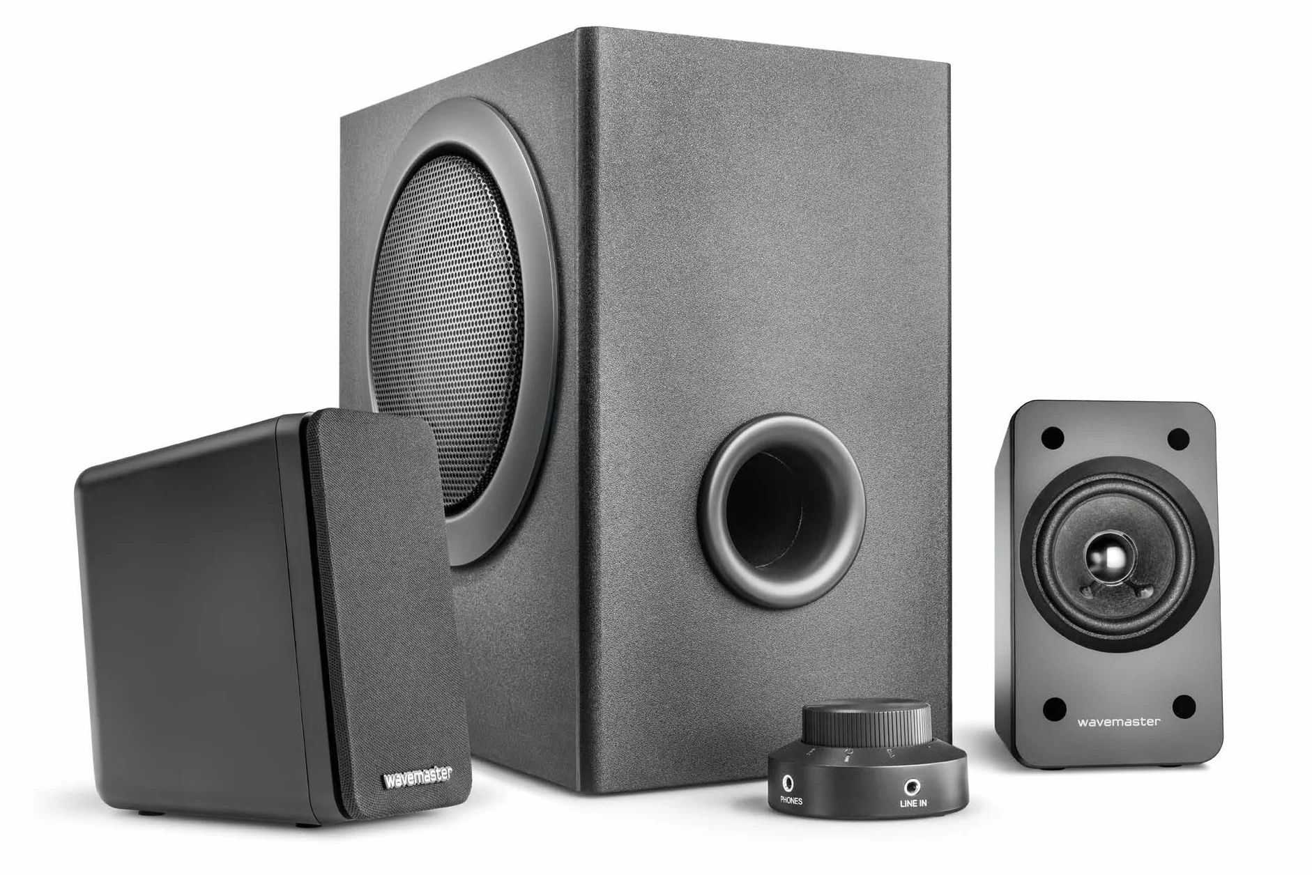 Wavemaster 66503 Mx3+ 2.1 Sistema di Altoparlanti (50 Watt) Utilizzo Casse Acustiche per Tv/Tablet/Smartphone/PC Color Nero
