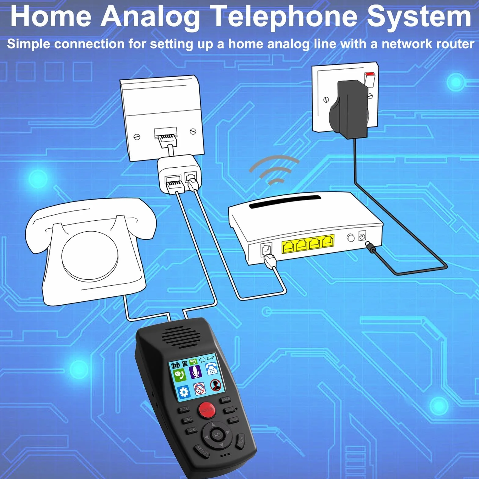 Jeffergarden Blocco Chiamate su Fissa, di Gestione del Telefono Analogico con Trasferimento della Segreteria Telefonica, Registrazione delle Chiamate, Design Compatto per Utenti Domestici e d'ufficio