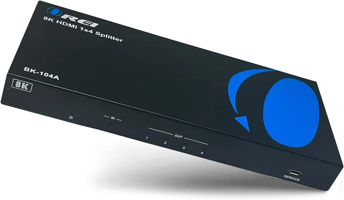 OREI Splitter HDMI 8K 1 in 4 Out, 1 x 4 Duplicate/Mirro Screen with Audio Extractor UltraHD Supports Up to 4K @ 120Hz IR EDID HDCP 2.3 for PS5, Xbox, NVIDIA (BK-104A)