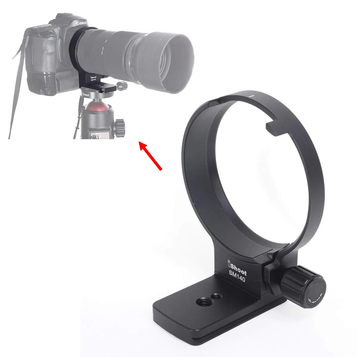 iShoot Collare per obiettivo Anello di montaggio per treppiede Compatibile con Sigma 100-400mm f/5-6.3 DG OS HSM Contemporary (innesto EF e F), il fondo è piastra a sgancio rapido Arca-Swiss Fit