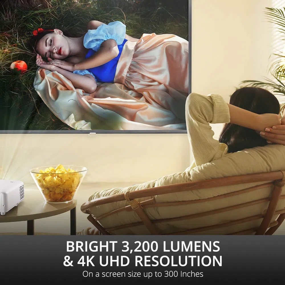 Viewsonic Videoproiettore DLP per home cinema UHD PX701-4K (4K, 3.200 ANSI lumen, 2x HDMI, altoparlante da 10 Watt, zoom ottico 1,1x, HDR) bianco