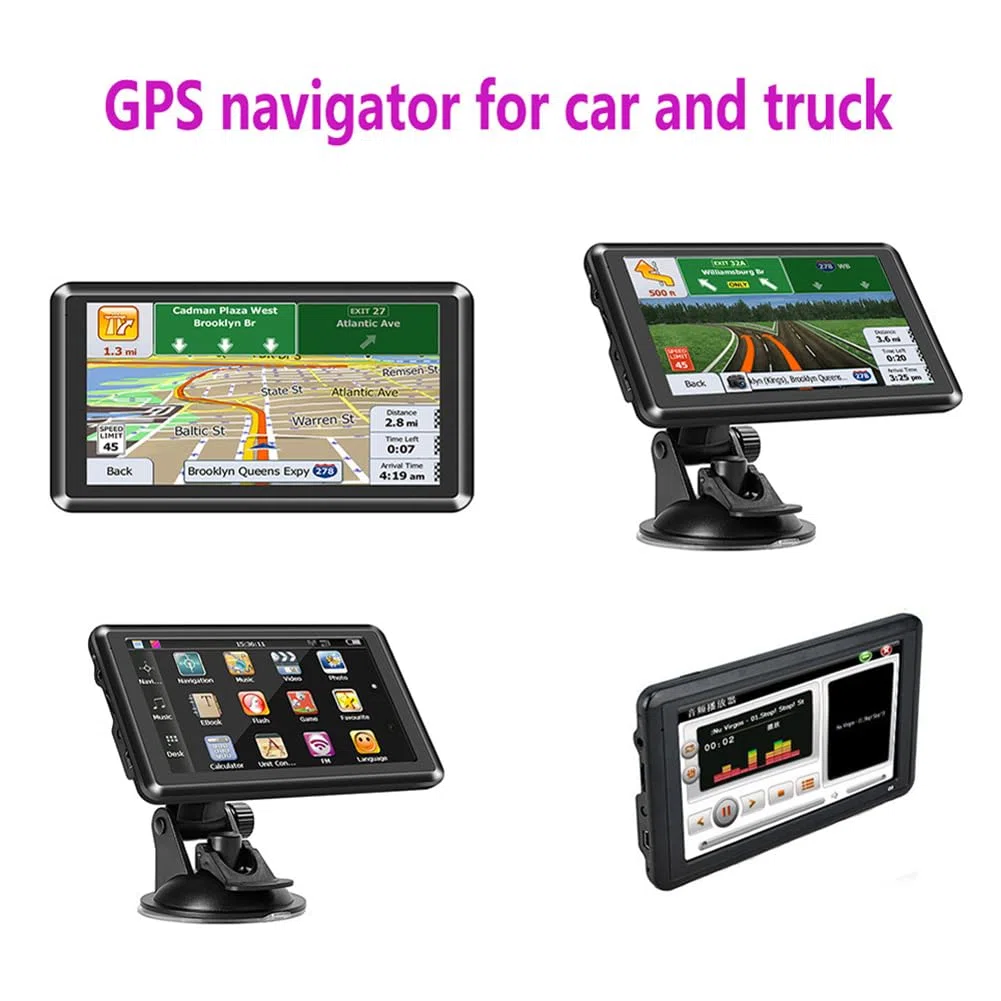 Navigatore Satellitare per Auto, 5 Pollici Touch Screen HD, GPS Portatile, Trasmettitore FM, Monitor 256 MB + 8 G, Promemoria Vocale, Mini USB