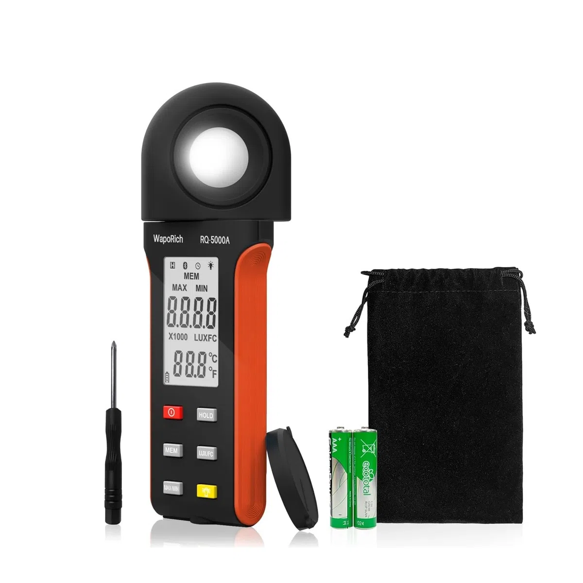 Tester di Luce Digitale Luxmetro Digitale ad Alta precisione -5000A, Ampio intervallo da 1 a 400.000 Lux, Interruttore unità Lux/FC, Registrazione Max/MIN, Display Integrato | Szary