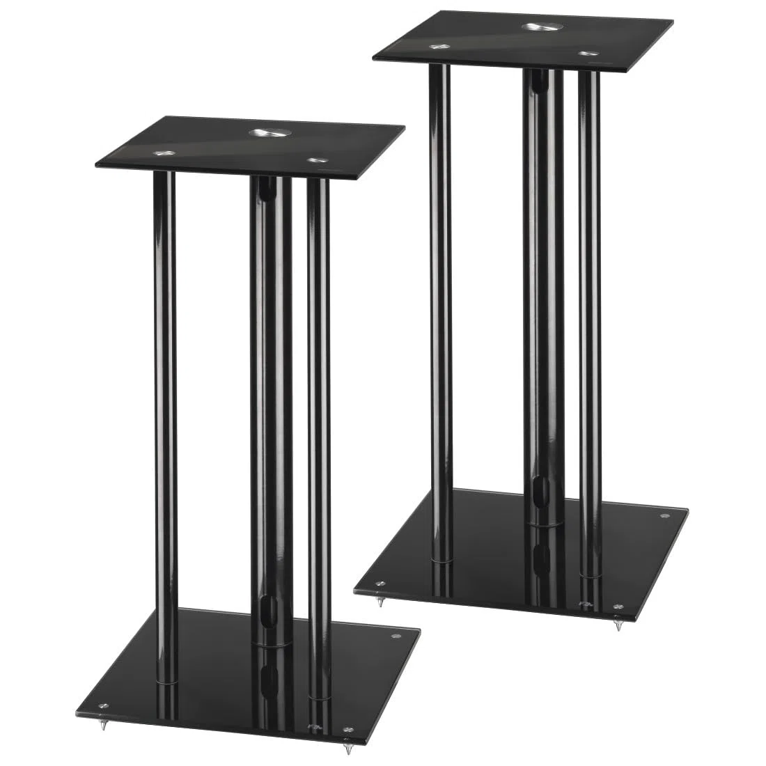 Hama Set di 2 supporti per altoparlanti, per scatole pesanti, con passacavi, ammortizzatori di vibrazione, supporto universale, altezza 64 cm, max. 30 kg, nero