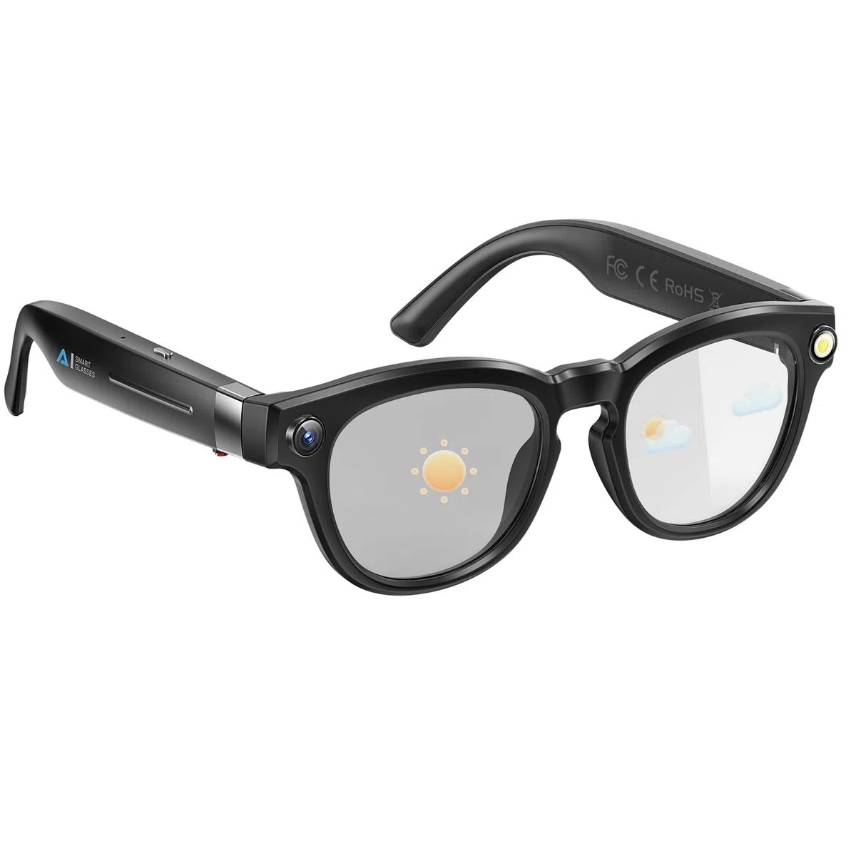 Occhiali Intelligenti AI con Fotocamera 4K, Lenti con Oscuramento Automatico, Assistente AI, Ottimizzazione delle Immagini, Supporto Multilingue, Memoria 32 GB, Batteria 8H, Bluetooth 5.3