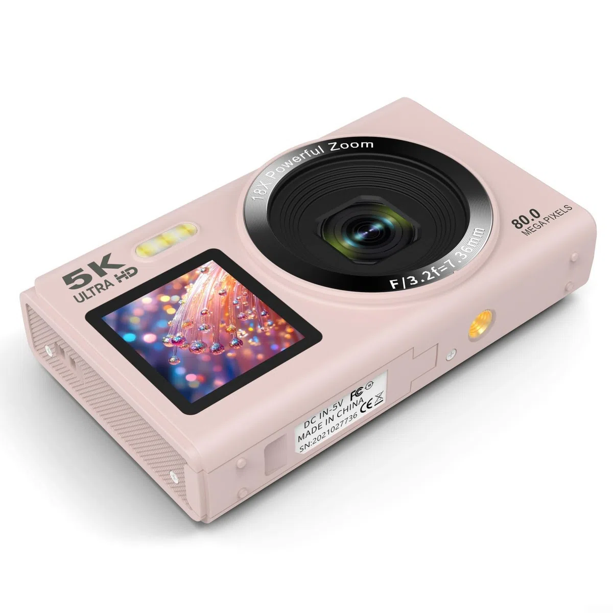 Fotocamera digitale con risoluzione 5K, sensore CCD, 13 MP, sensore di immagine CMOS, zoom 18x, doppio schermo LCD da 2,8", per vlogger e studenti da viaggio (nero 32G)
