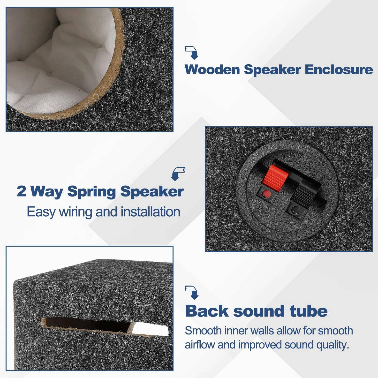 sourcing map Contenitore per altoparlanti in legno con porte da 5 pollici, scatole per subwoofer grigie a ventilazione singola scatola per altoparlanti per camion audio per veicoli domestici fai da te