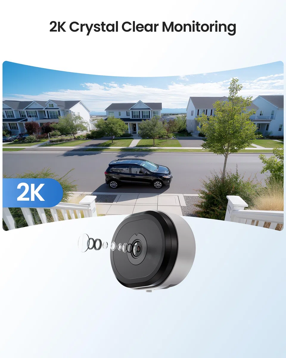 ZOSI 2 telecamere di sicurezza 2K C680 con visione notturna a colori da 3 MP, telecamera di sicurezza WiFi interna con spina domestica, rilevamento veicoli umani, WiFi 2,4/5 GHz, registrazione 24/7