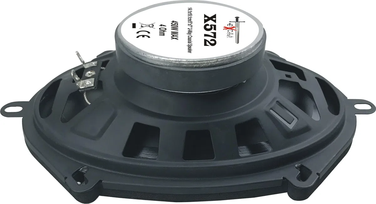 Excalibur X572 Coppia Altoparlanti Auto 2 Vie Coassiali 5x7 Pollici 450W Picco 80W RMS Frequenza 105Hz-20kHz Sensibilità 87dB Impedenza 4Ohm Kit Casse Ovali per Upgrade Sistema Audio Custom Veicoli