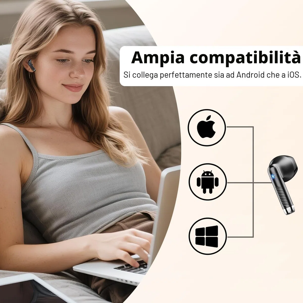 Cuffie Bluetooth 5.4, 2026 Auricolari Bluetooth 56Ore 6D Stereo Cuffie Wireless In Ear con 4 ENC Mic, Cuffie Senza Fili Cancellazione Rumore Cuffiette Sport IP7 Impermeabili Headphones per iOS/Android