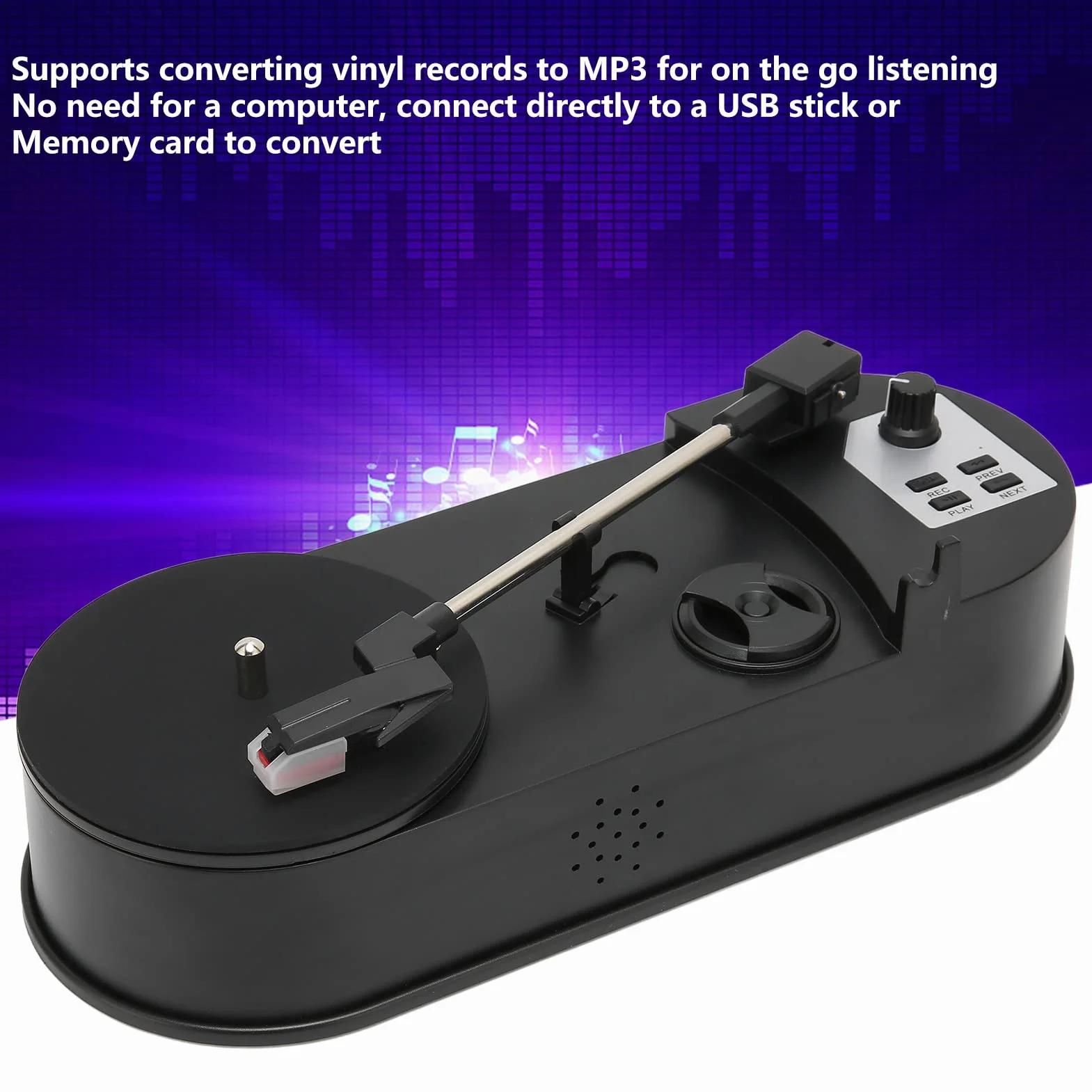 Giradischi in Vinile, Supporta La Conversione di Dischi in Vinile in MP3, Plug and Play, Giradischi Portatile Professionale USB 2.0 per Gli Amanti Della Musica