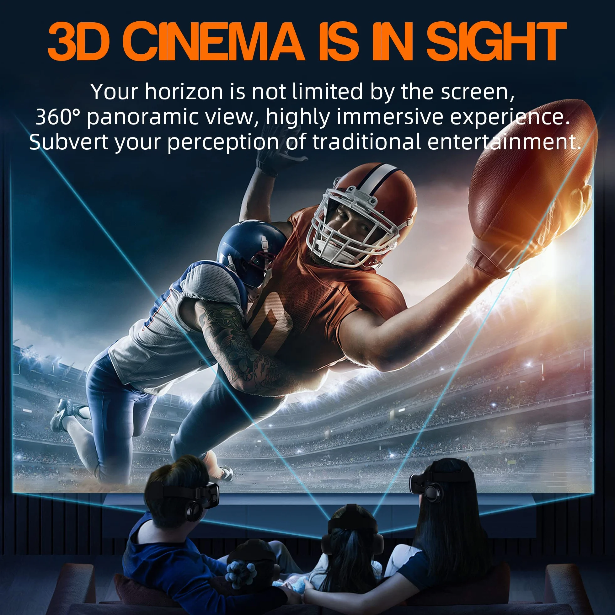 Occhiali VR 3D HD con Cuffie, Bambini Visore Realtà Virtuale per Film e Giochi, Compatibile con Smartphone Android e iPhone da 4,7 a 7,2 Pollici, Regalo di Natale Perfetto per la Famiglia