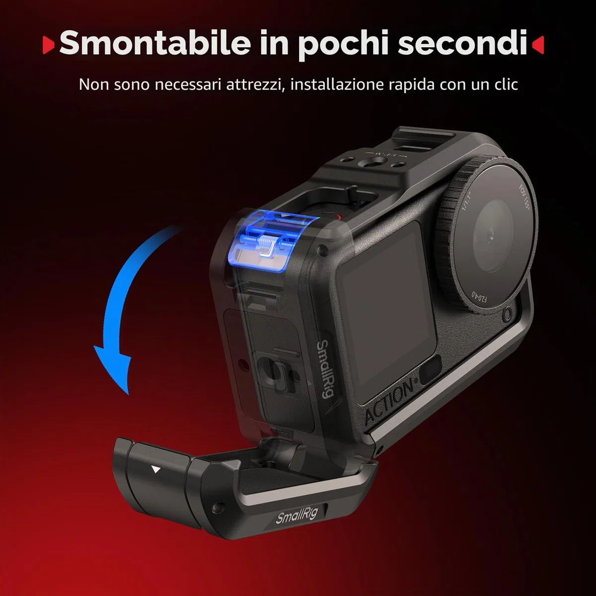 SMALLRIG Cage per DJI Osmo Action 6 (Advanced Edition), gabbia per fotocamera in lega di alluminio con attacco a slitta, cinturino da polso, copriobiettivo, accessori per Action 6-5887