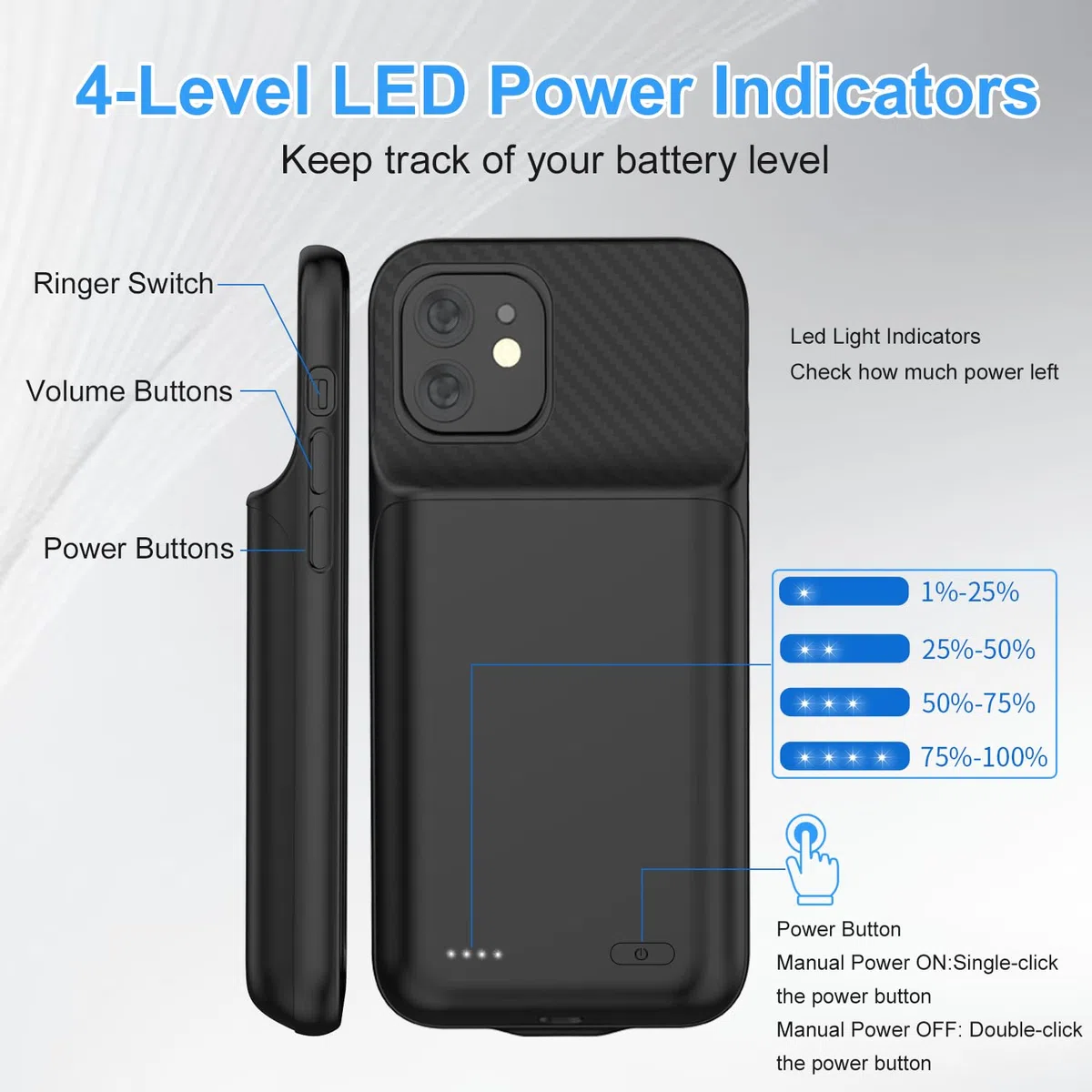 custodia batteria per iPhone 13/13Pro/14, 13800 mAh, custodia di ricarica, caricatore portatile ricaricabile espandibile