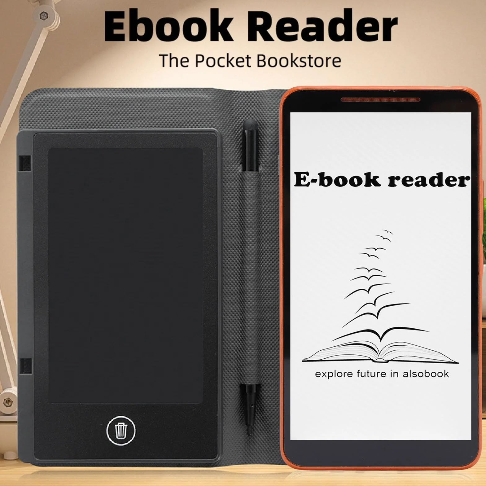 Generic Lettore di EBook Portatile Lettore di EBook con Schermo Capacitivo HD da 5,7" con Custodia Protettiva per Scrittoio per Viaggiatori