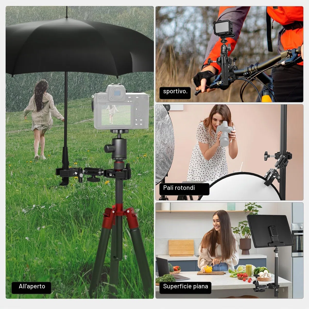 NEEWER Doppia Super Clamp Supporto per Fotocamera, Braccio Magico a 2 Teste Sferiche, Slitte Fredde, Supporto per Action Camera/Luce LED per Aste da Scrivania Compatibile con SmallRig GoPro DJI,UA036