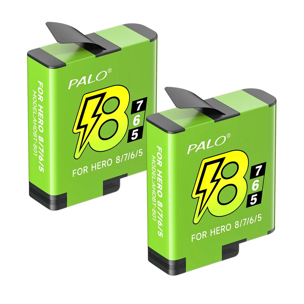 2 batterie 1800mAh per Hero 8/7/6/5 Black – 3,85 V/Li-Ion di ricambio compatibile con Hero 8 7 6 5 Black, AHDBT801, AHDBT-701, AHDBT-501, AABAT-001
