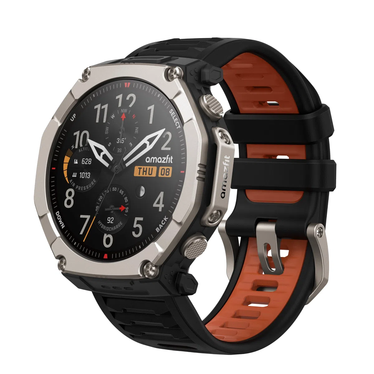 Amazfit T-Rex Ultra 2 Smartwatch Outdoor GPS Dual-Band, Cassa in Titanio 51 mm, Display AMOLED in Vetro Zaffiro 1,5", Torcia, 30 Giorni Batteria, Mappe Offline, 10 ATM, 180+ Sport, Android e iPhone