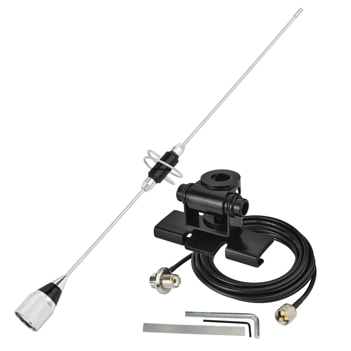 Bingfu ​​Antenna VHF UHF Veicolare Auto Radio Mobile Doppia Banda 144/430 MHz, 39 cm, Supporto a Staffa, Connettore PL259 e Cavo 5 m per Ricetrasmittente e Dispositivo di Comunicazione Amatoriale