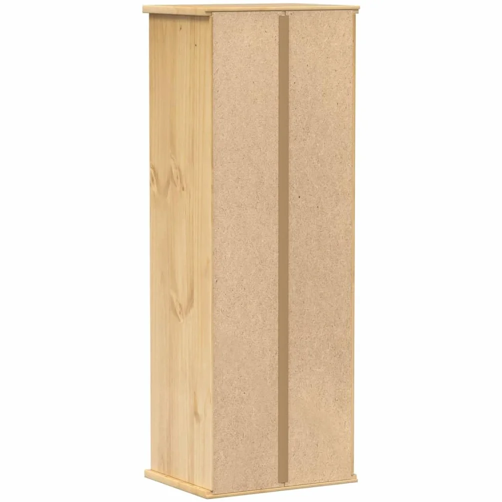 Mobile Porta CD 40x30x110 cm Legno Massello di Pino | Cassetto e scomparti a giorno, finitura cerata ambra, multifunzionale per ufficio o camera da letto