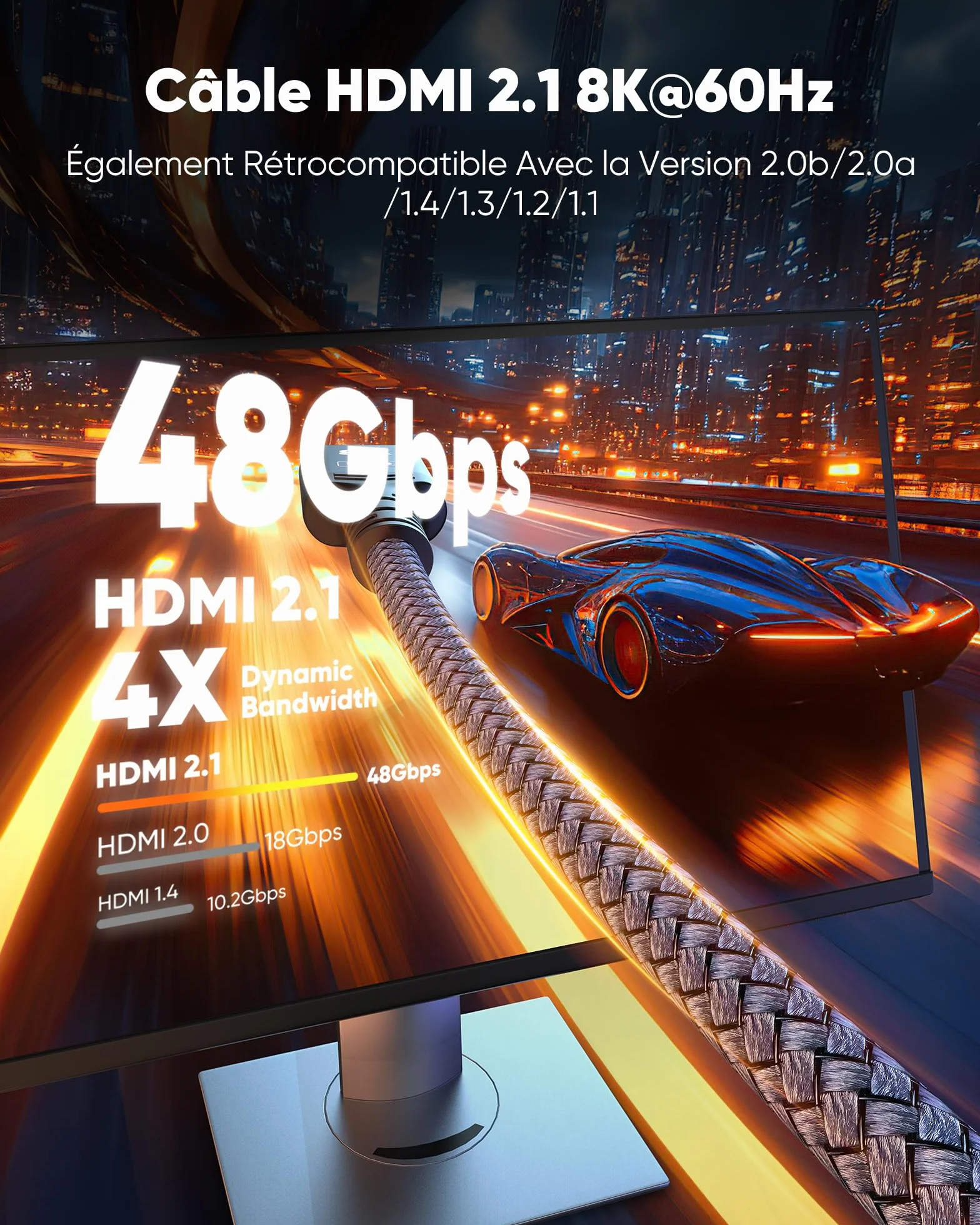 Snowkids 8K Cavo 2.1 HDMI 30M,Ultra High Speed 48Gbps,8K@60Hz 4K@120Hz | 8K Cavo HDMI 2.1, Ultra High Speed 48Gbps with no signal loss,delivers detailed images for movies and video games