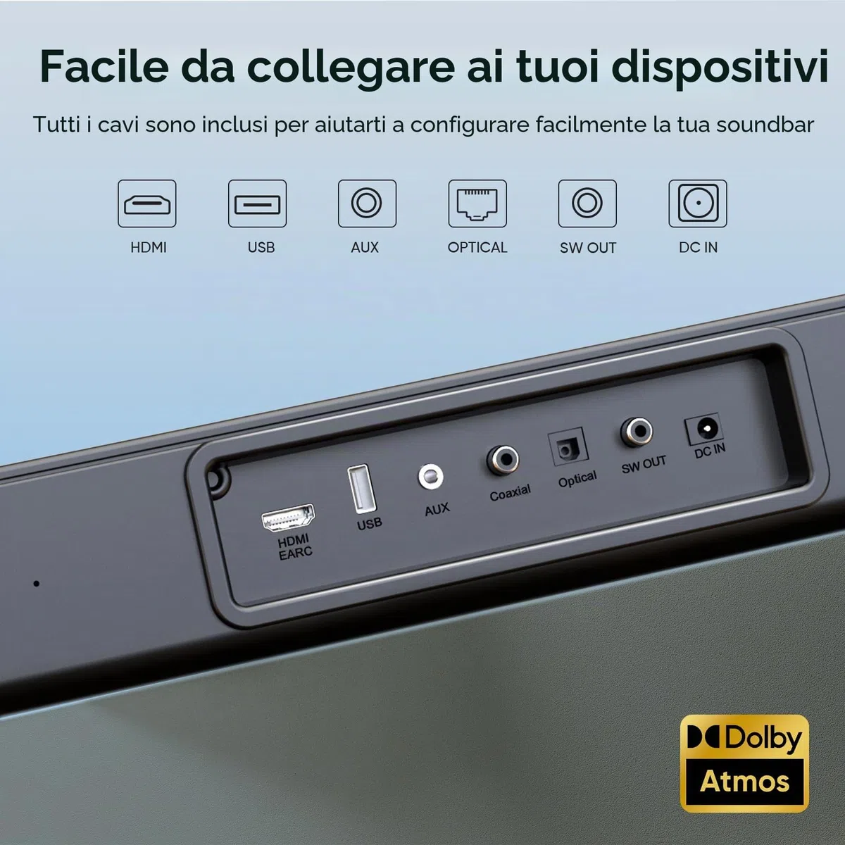 GEOYEAO Soundbar da 2,1 canali con sistema Home Theater Dolby Atmos