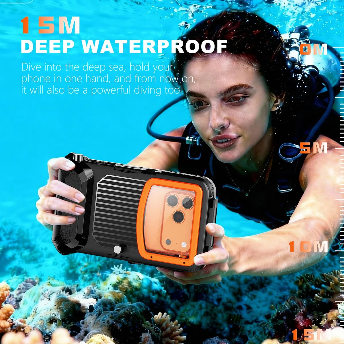 Custodia Impermeabile Clear Sight per cellulari Dotata Chiusura Rinforzata e Struttura antiappannamento destinata alla Custodia del Telefono per Immersioni e Snorkeling da 50 Piedi