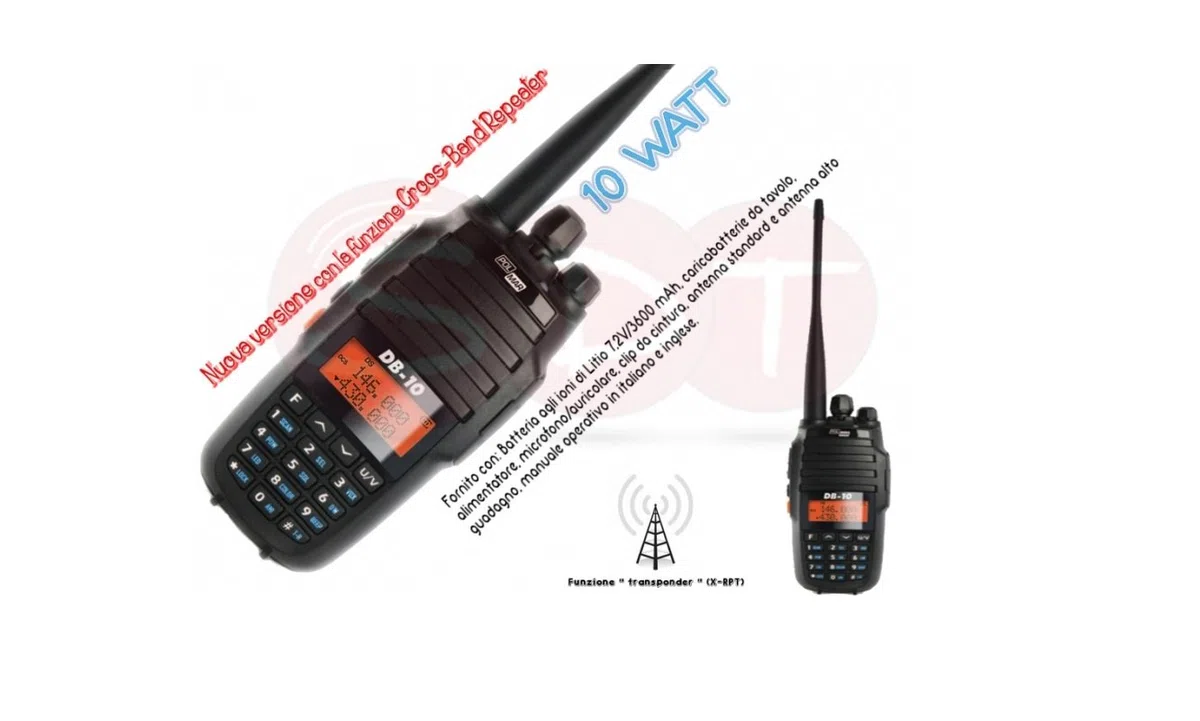 DB-10 POLMAR VERSIONE EXPORT DUAL / TRI BAND VHF/UHF 10 WATT 144/220/430 "DOPPIA ANTENNA"