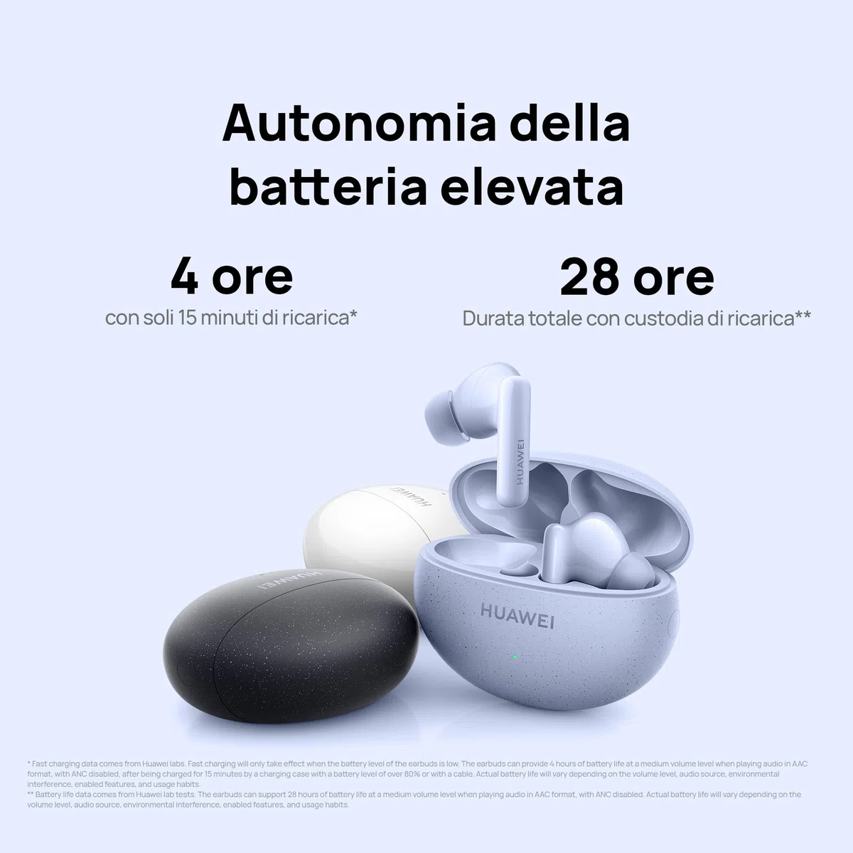 HUAWEI FreeBuds 5i, Cuffie Bluetooth 5.2 Wireless, Audio Hi-Res, Blu | 3 Modalità ANC, fino a 28 ore di Autonomia, Comandi Touch, IP54, Connessione a 2 Dispositivi