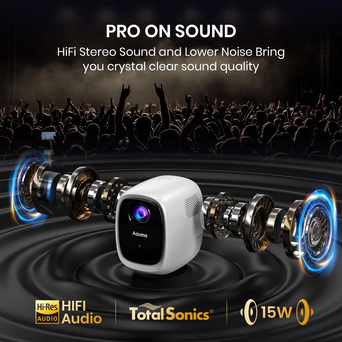 Proiettore 4K Lower Noise con Wi-Fi e BT5.2, accesso a app con un clic e audio 3D | Sistema operativo TV integrato, correzione automatica dell'immagine, HDR10, FHD nativo 1080p, ideale per home theater, bianco