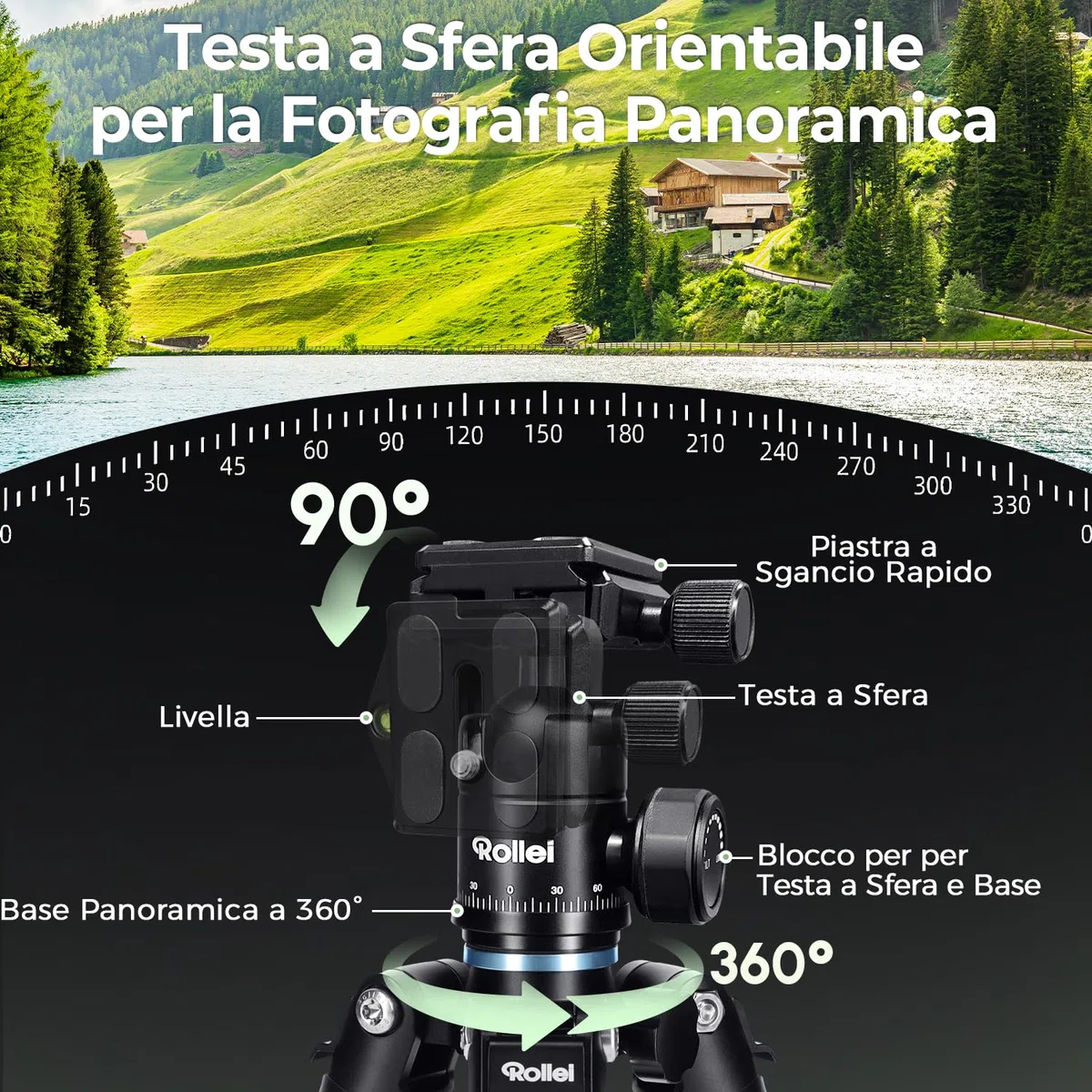 Rollei Compact Traveler Mini M1, Mini Treppiede Fotocamera in Alluminio 49cm Cavalletto Fotografico Piccolo Leggero con Testa a Sfera Arca Swiss per DSLR Nero, Macro-Treppiede-Fotocamera-Tripod