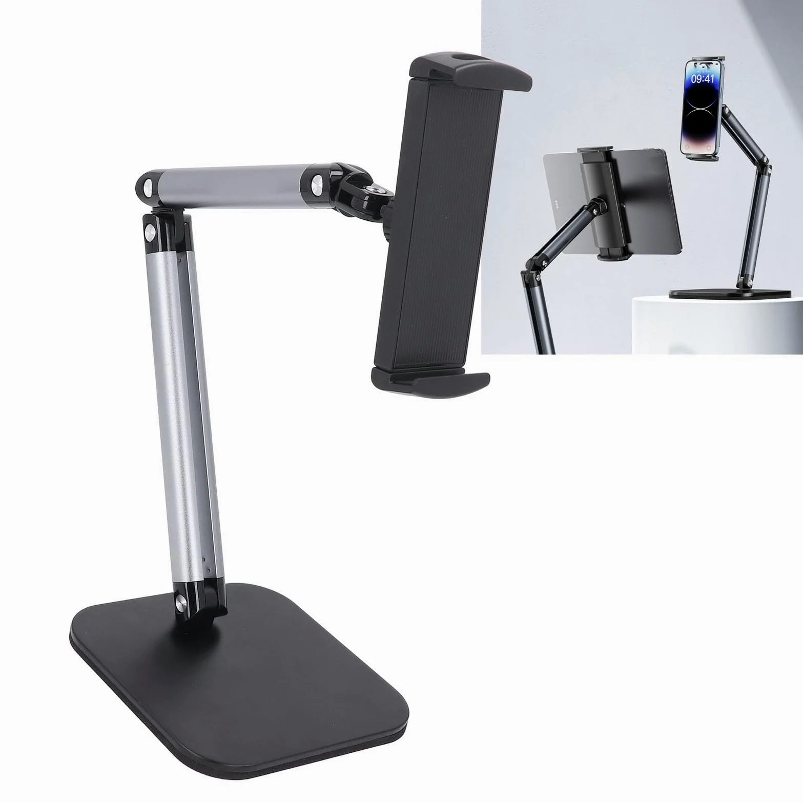 Fabater Supporto per Telefono, Supporto per Tablet Regolabile in Altezza e Angolazione per Desktop, Stabile Pieghevole per Uso Interno Ed Esterno