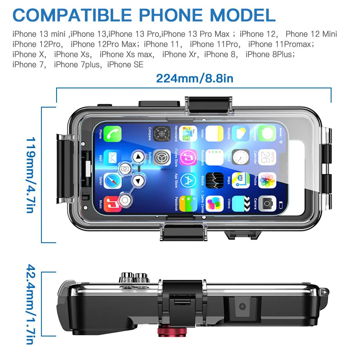 AICase 30M Fotografia subacquea Seatouch 4 Max Custodia subacquea per iPhone 14 pro max/13 pro max/12 pro max/12 mini/11/11 pro/11 pro max/XR/X/8 Plus/7 Plus universal waterproof case for all iphones