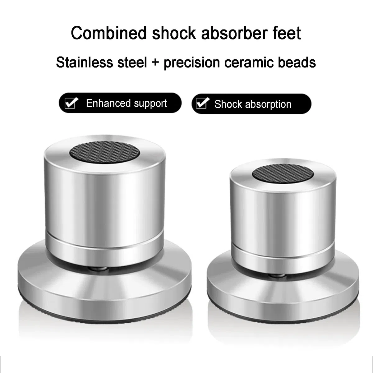 Piedini isolanti per altoparlanti, cuscinetti antivibrazione in acciaio inox con tappetino in gomma per dispositivi HiFi, amplificatori, giradischi e subwoofer