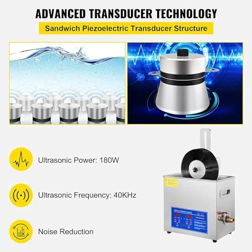 Ultrasonic Vinyl Record Cleaner 8 LPs Contemporaneamente, Sistema a doppia faccia a rotazione automatica con timer, strumento di ripristino professionale dell'LP per la rimozione della polvere, costru