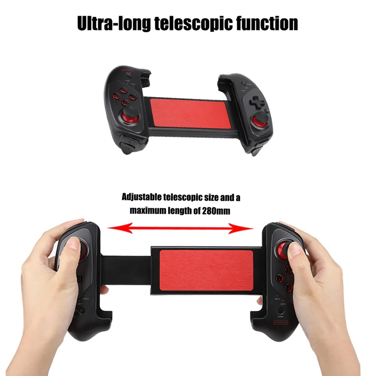 ANGGREK Controller di Gioco, Joystick Wireless Bluetooth Gamepad con Design Telescopico Fino a 280mm Impugnatura Comfortevole Supporto Android IOS Gioco Diretto
