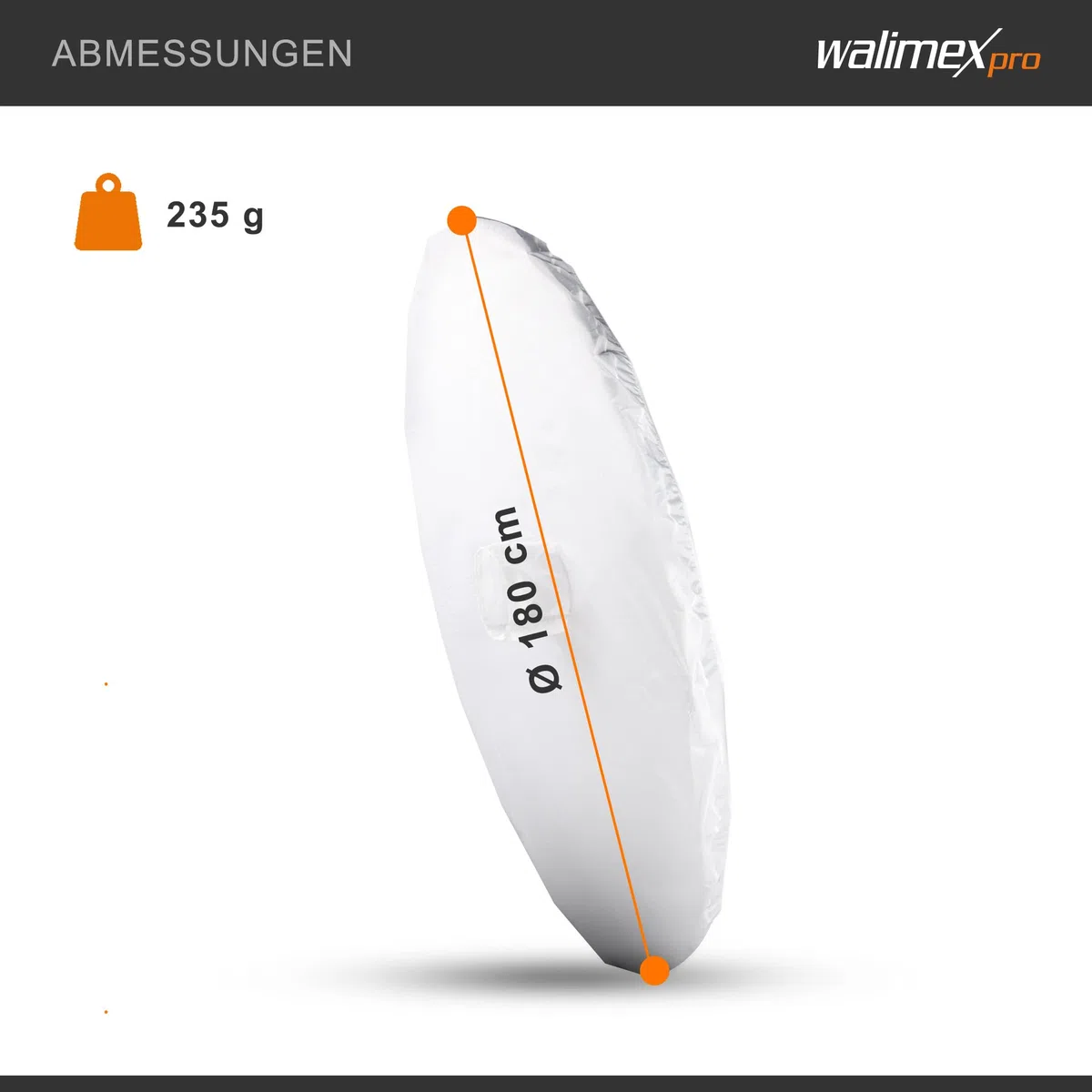 walimex Pro Umbrella riflettore diffusore bianco, diametro 180 cm