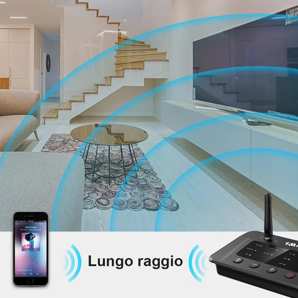 1Mii B03 Trasmettitore Bluetooth 5.3 per TV, Ricevitore Adattatore Audio HiFi aptX Bassa Latenza 3.5mm AUX/Ottico, Dual Link per 2 Cuffie BT, Soundbar, Impianto Stereo Lungo Raggio