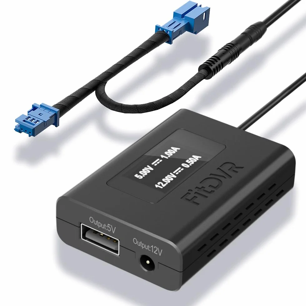 Adattatore di alimentazione per dashcam (3 pin) compatibile con Citroen Peugeot e DS, alimentazione USB con display a LED, collegamento al sensore pioggia, uscita 5V 12V, facile da installare, D3-037