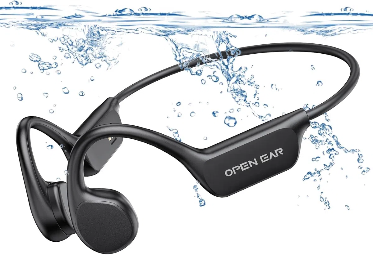 Cuffie a Conduzione Ossea IPX8 per Nuoto, 32 GB MP3 e Bluetooth 5.3, Cuffie Wireless Open-Ear, 10 Ore di Riproduzione per Corsa e Nuoto