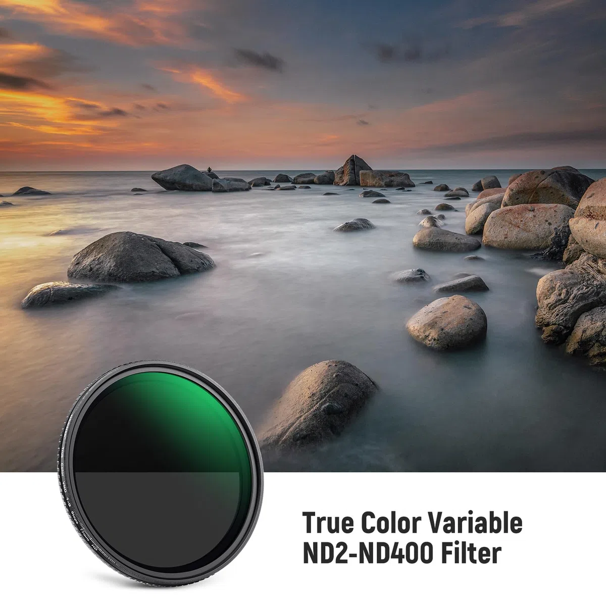 NEEWER 77mm Filtro ND2-400 Variabile True Color, Filtro ND Variabile a Densità Neutra Regolabile con Arresti Duri con Vetro Ottico HD Multistrato/Telaio Alluminio/Idrorepellente/Resistente ai Graffi