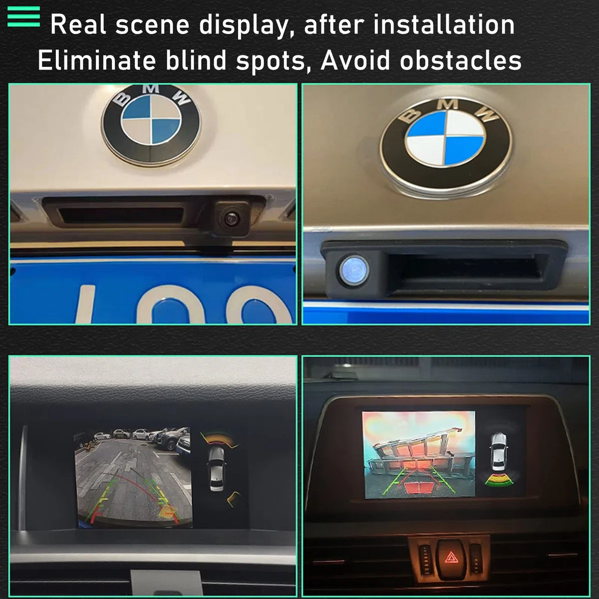 Retrocamera Auto, Telecamera per Retrovisione con Maniglia per Bagagliaio da 170 gradi, Telecamera Posteriore per Parcheggio HD per BMW E60 E61 E70 E71 E72 E82 E88 E84 E90 E91 E92 E93 X1 X5