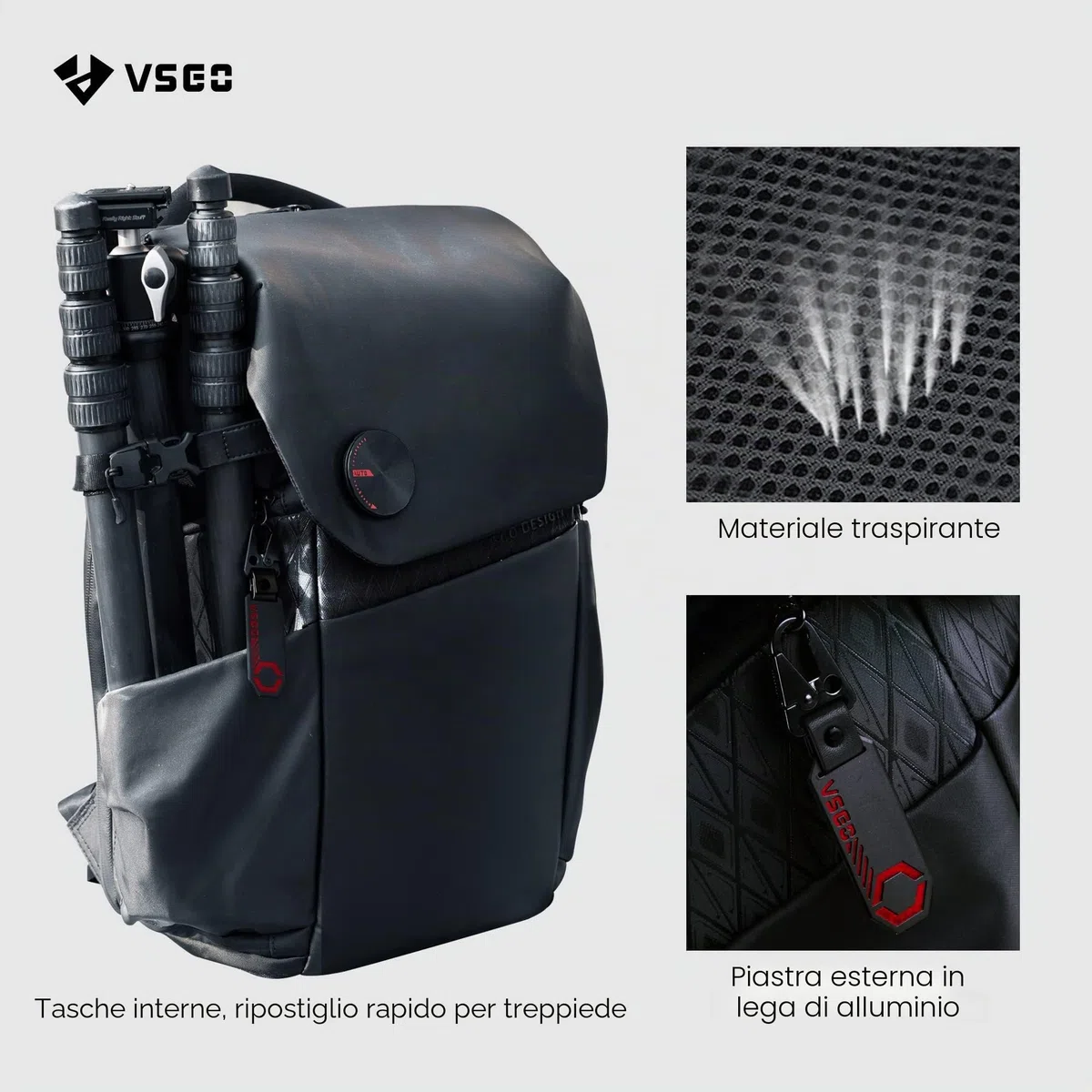 VSGO Zaino per fotocamera professionale DSLR/SLR 20L Zaino di grande capacità, compatibile per fotocamere Sony Canon Nikon