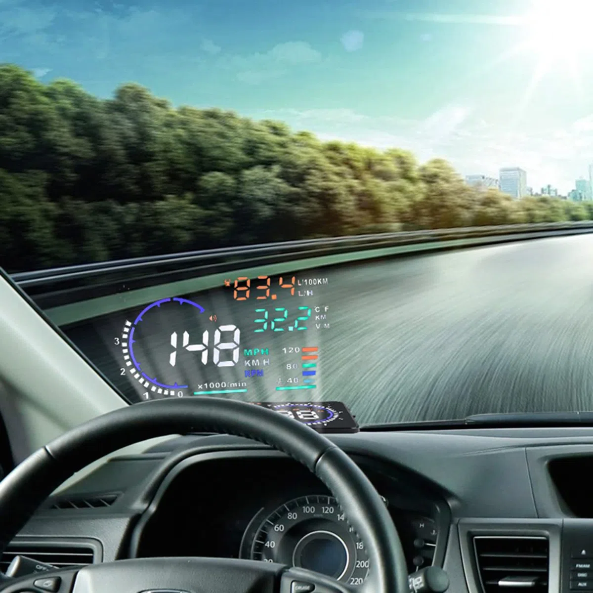 HUD per auto Head Up Display A8 5.5Inch OBD II OBD2 HUD per auto Head Up Display Auto Multi-color Windshied Schermo riflettente Velocità Display,esposizione dell'auto