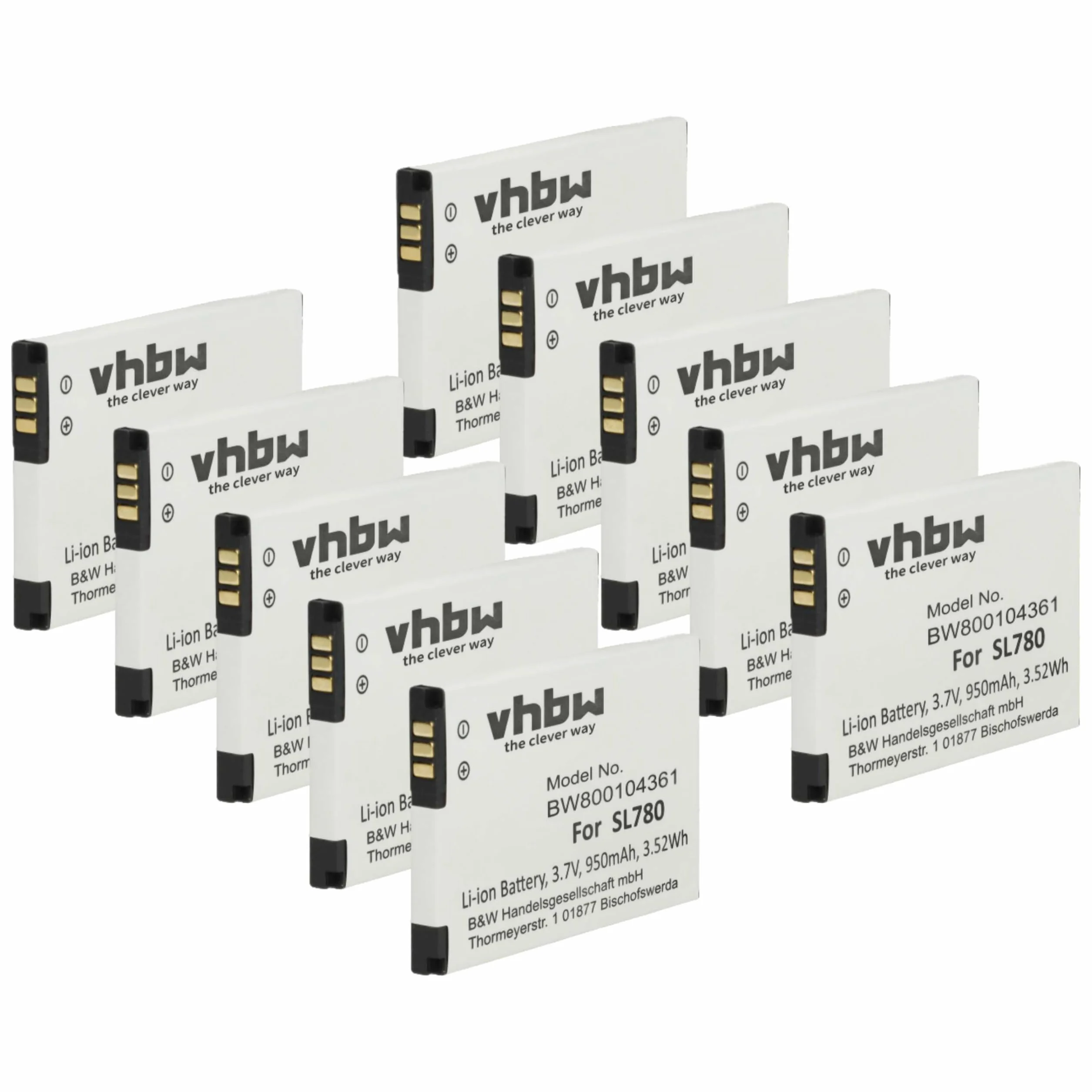vhbw 10x batteria sostituisce Siemens S30852-D2152-X1, 4250366817255, V30145-K1310K-X444 per telefono fisso cordless (950mAh, 3,7V, Li-Ion)